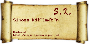 Siposs Kálmán névjegykártya